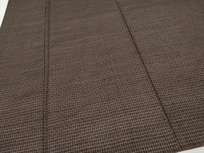 平和屋本店■極上　男性　国指定重要無形文化財　本場久米島紬　手織　アンサンブル　格子柄　逸品　CYAA2436s5