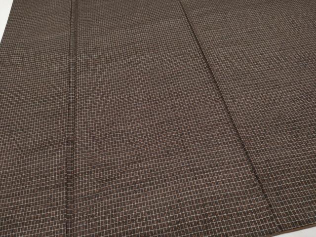 平和屋本店■極上　男性　国指定重要無形文化財　本場久米島紬　手織　アンサンブル　格子柄　逸品　CYAA2436s5