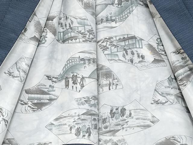 平和屋本店●極上 男性 お召 アンサンブル 100亀甲 キングサイズ 逸品 CYAA2438s5