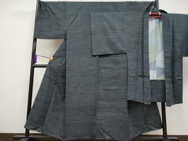 平和屋本店●極上 男性 紬 アンサンブル キングサイズ 藍鉄色地 逸品 未使用 CYAA2439s5