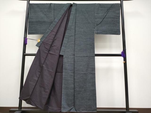 平和屋本店●極上 男性 紬 アンサンブル キングサイズ 藍鉄色地 逸品 未使用 CYAA2439s5