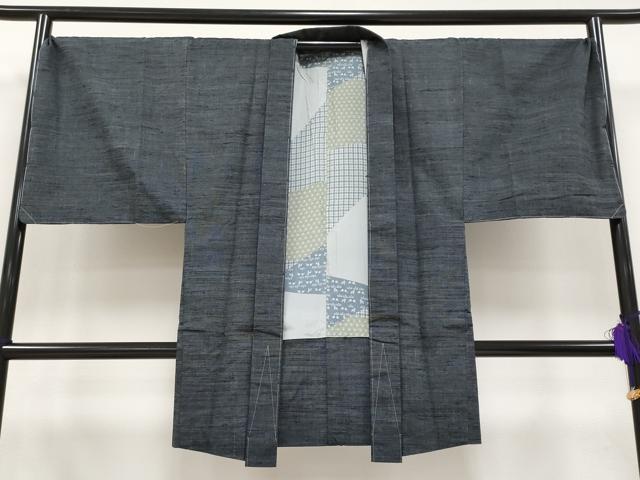 平和屋本店●極上 男性 紬 アンサンブル キングサイズ 藍鉄色地 逸品 未使用 CYAA2439s5