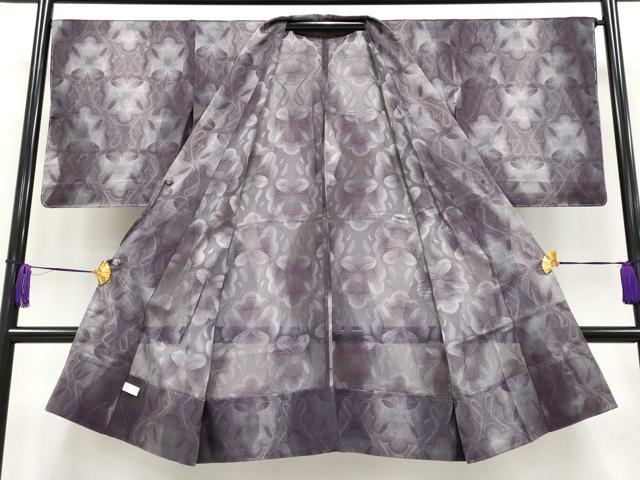 平和屋本店■極上　道中着　スリーシーズン　春夏秋　塵除け　ロング丈　草花紋紗　暈し染め　逸品　未使用　CYAA2442s5