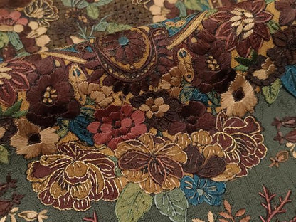 平和屋本店■極上　中国三大刺繍　スワトウ刺繍　総刺繍　訪問着・長襦袢セット　花唐草文　金糸　千歳茶色地　逸品　CYAA2452s5