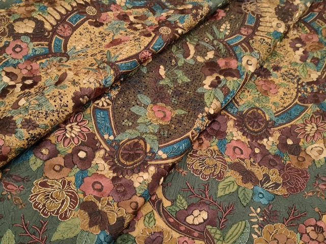 平和屋本店■極上　中国三大刺繍　スワトウ刺繍　総刺繍　訪問着・長襦袢セット　花唐草文　金糸　千歳茶色地　逸品　CYAA2452s5