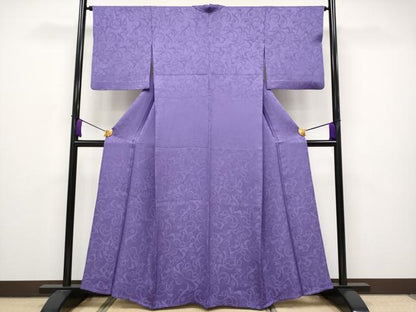 平和屋本店▽極上 色無地 単衣 唐草地紋 江戸紫色地 逸品 CYAA2464s5
