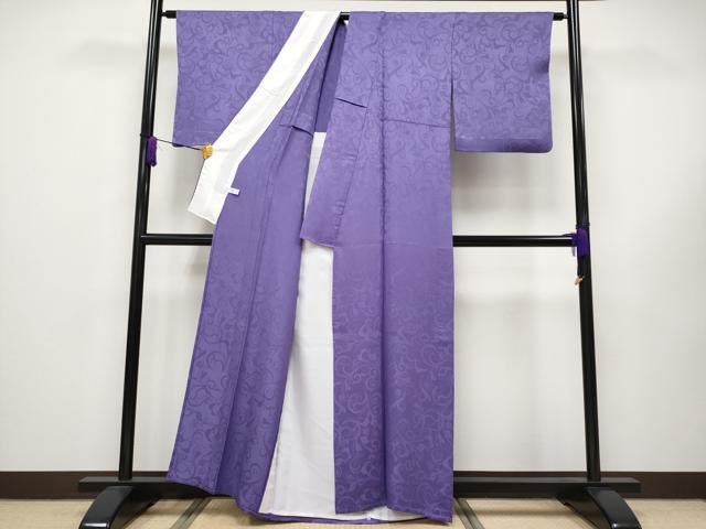 平和屋着物●上質な色無地　花唐草地紋　蕎麦切色　正絹　逸品　未使用　AABF5327ph 平和屋本店▽極上 色無地 単衣 唐草地紋 江戸紫色地 逸品 CYAA2464s5