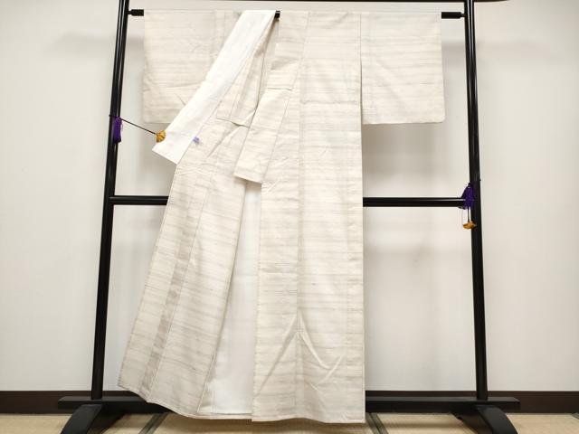 平和屋本店▽極上 紬 単衣 彩雲 斎藤織物謹製 証紙付き 白地 逸品 CYAA2468s5