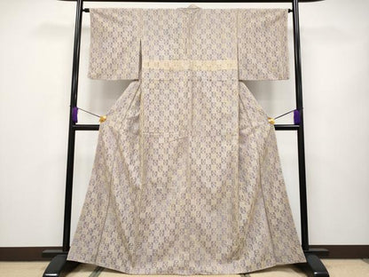 平和屋本店■極上　小紋　羅　単衣　市松吉祥文　逸品　未使用　CYAA2491s5