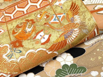平和屋本店■極上　創業460年・千總　黒留袖　駒刺繍　貝桶宝尽くし吉祥文　金彩　松坂屋扱い　逸品　CYAA2503s5