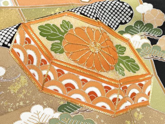 平和屋本店■極上　創業460年・千總　黒留袖　駒刺繍　貝桶宝尽くし吉祥文　金彩　松坂屋扱い　逸品　CYAA2503s5