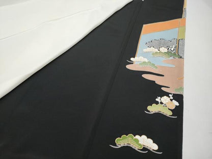 平和屋本店■極上　創業460年・千總　黒留袖　駒刺繍　貝桶宝尽くし吉祥文　金彩　松坂屋扱い　逸品　CYAA2503s5