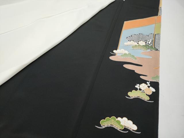 平和屋本店■極上　創業460年・千總　黒留袖　駒刺繍　貝桶宝尽くし吉祥文　金彩　松坂屋扱い　逸品　CYAA2503s5