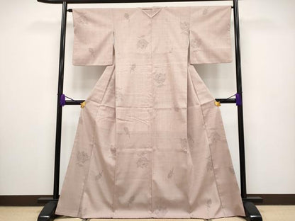 平和屋本店●極上 本場結城紬 重要無形文化財 80亀甲 舞花文 梅染色地 逸品 CYAA2520s5