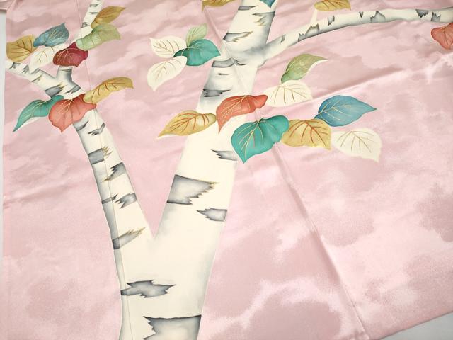 平和屋本店■極上　染刺工芸　大羊居　東京友禅　訪問着　単衣　刺繍　枝葉文　虹色地　逸品　CYAA2523s5