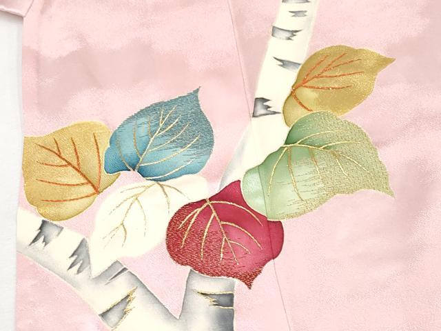 平和屋本店■極上　染刺工芸　大羊居　東京友禅　訪問着　単衣　刺繍　枝葉文　虹色地　逸品　CYAA2523s5