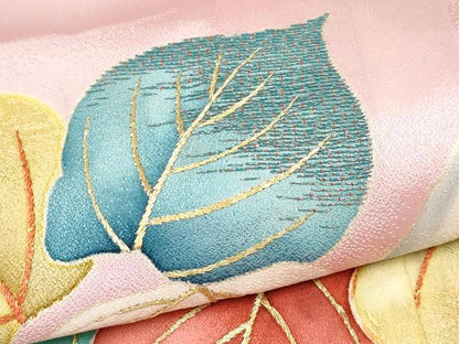 平和屋本店■極上　染刺工芸　大羊居　東京友禅　訪問着　単衣　刺繍　枝葉文　虹色地　逸品　CYAA2523s5