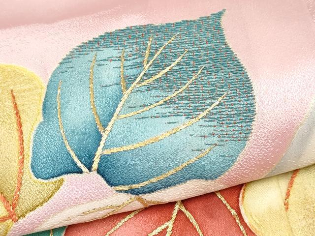 平和屋本店■極上　染刺工芸　大羊居　東京友禅　訪問着　単衣　刺繍　枝葉文　虹色地　逸品　CYAA2523s5