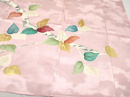 平和屋本店■極上　染刺工芸　大羊居　東京友禅　訪問着　単衣　刺繍　枝葉文　虹色地　逸品　CYAA2523s5