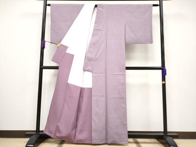 平和屋本店●極上 本場結城紬 重要無形文化財 色無地 浅紫色 大丸扱い 逸品 CYAA2525s5
