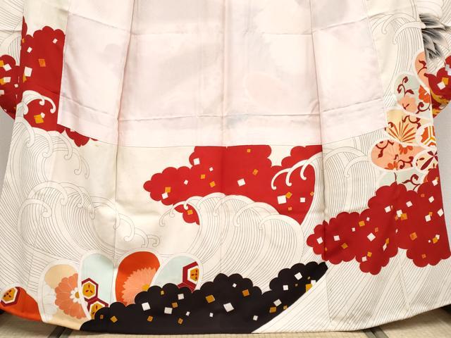 平和屋本店■極上　アンティーク　大正ロマン　振袖　駒刺繍　相良刺繍　飛鶴吉祥花文　金銀彩　逸品　CYAA2526s5