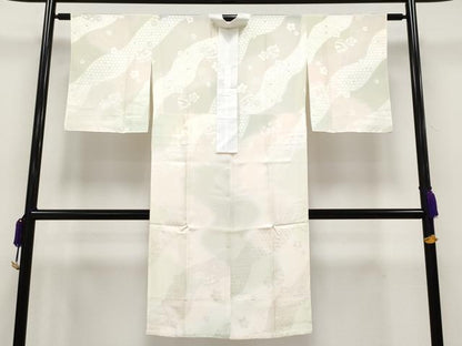 平和屋本店●上質な長襦袢 無双仕立て 鈴舞桜地紋 暈し染め 逸品 未使用 CYAA2530s5