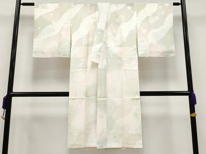 平和屋本店●上質な長襦袢 無双仕立て 鈴舞桜地紋 暈し染め 逸品 未使用 CYAA2530s5