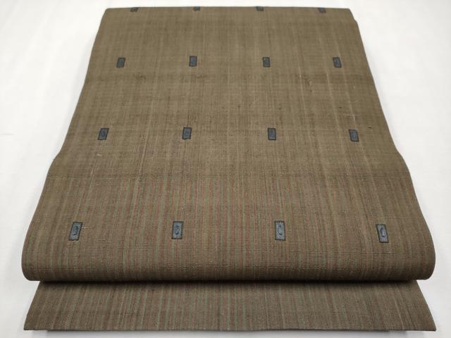 平和屋本店■極上　Maru　Factory　丸山正　太鼓柄袋帯　紬地　総刺繍　色紙文　逸品　未使用　CYAA2534s5