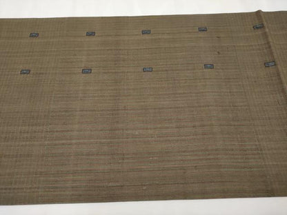 平和屋本店■極上　Maru　Factory　丸山正　太鼓柄袋帯　紬地　総刺繍　色紙文　逸品　未使用　CYAA2534s5