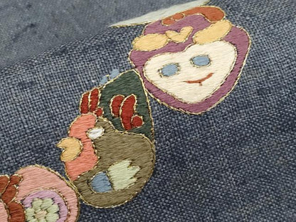 平和屋本店■極上　夏物　九寸名古屋帯　作家物　総刺繍　十二支　金糸　麻　逸品　未使用　CYAA2551s5