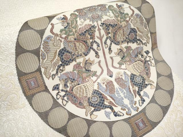 平和屋本店■極上　本場筑前博多織　八寸名古屋帯　四天王文　逸品　未使用　CYAA2552s5