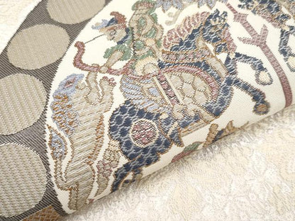 平和屋本店■極上　本場筑前博多織　八寸名古屋帯　四天王文　逸品　未使用　CYAA2552s5