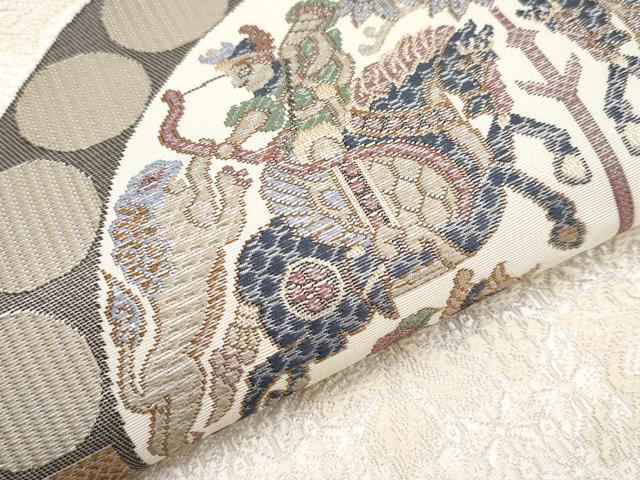 平和屋本店■極上　本場筑前博多織　八寸名古屋帯　四天王文　逸品　未使用　CYAA2552s5