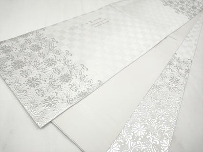 平和屋本店■極上　金彩友禅　卓越技能者・名工・和田光正　太鼓柄袋帯　花唐草文　銀彩　逸品　未使用　CYAA2567s5