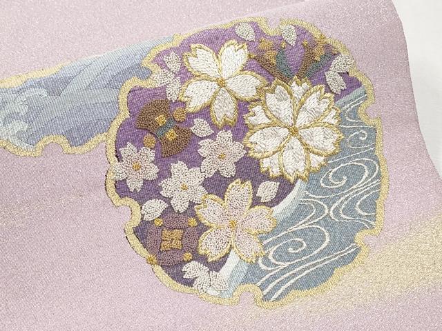 平和屋本店●極上 西陣 川島織物セルコン（じゅらく）謹製 爪掻き本綴れ 太鼓柄袋帯 相良刺繍 金銀糸 反端付き 逸品 CYAA2570s5