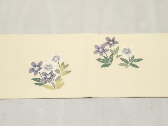 平和屋本店■極上　本加賀友禅作家　松島由美　塩瀬　九寸名古屋帯　二輪草　上代55万　証紙付き　逸品　未使用　CYAA2587s5