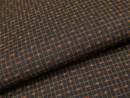 5平和屋本店■極上　国指定重要無形文化財　本場久米島紬　田里トミ作　手織　草木染　泥染　証紙付き　逸品　未使用　CYAA2595s5