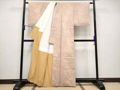 平和屋本店●極上 本場結城紬 重要無形文化財 80亀甲 牡丹 洗柿色地 高島屋扱い 証紙付き 逸品 CYAA2600s5