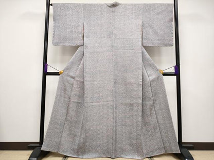 平和屋着物■極上　名門　藤娘きぬたや・杢目絞り　小紋　証紙付き　逸品　未使用　CYAA2603s5