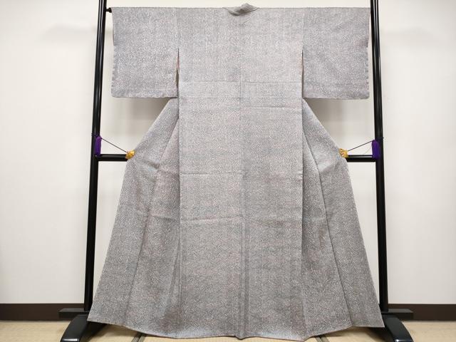 平和屋着物■極上　名門　藤娘きぬたや・杢目絞り　小紋　証紙付き　逸品　未使用　CYAA2603s5
