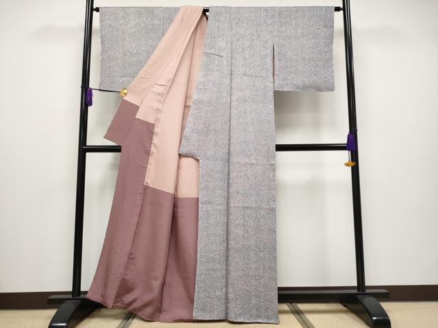 平和屋着物■極上　名門　藤娘きぬたや・杢目絞り　小紋　証紙付き　逸品　未使用　CYAA2603s5