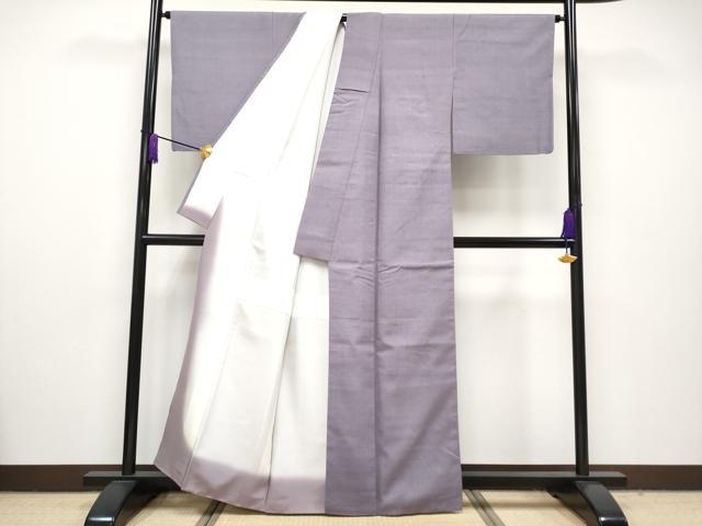平和屋着物●極上 高機結城紬 色無地 鳩羽色 証紙付き 逸品 CYAA2620s5