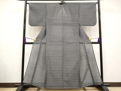 平和屋着物■極上　夏物　本場琉球絣　夏琉球　格子柄　丼鼠色地　逸品　CYAA2622s5