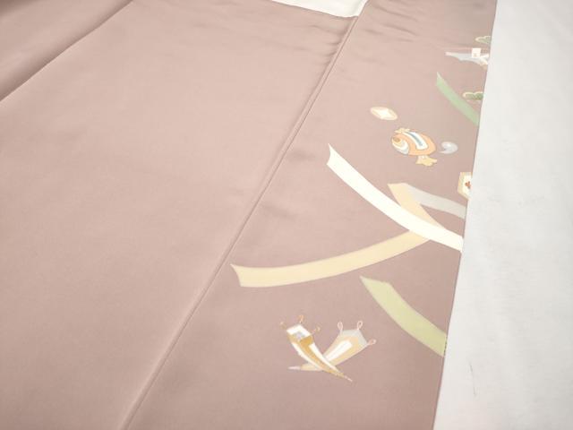 平和屋本店■極上　創業460年・千總　色留袖　駒刺繍　貝桶桧扇吉祥文　金彩　薄柿色地　小田急百貨店扱い　逸品　CYAA2627s5