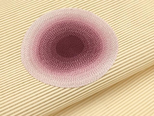 平和屋本店＊極上 夏物 銀座 志ま亀 名古屋帯 帯反物 絽綴れ 総刺繍 丸文 丁子色 証紙・木箱付き 逸品 未使用 CYAA2671s5