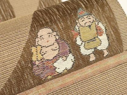 平和屋着物●極上 スリーシーズン 春夏秋 太鼓柄袋帯 七福神 金糸 逸品 未使用 CYAA2686s5