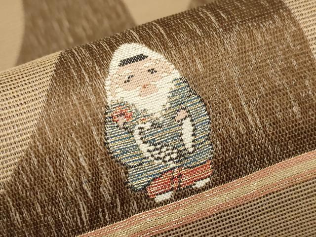 平和屋着物●極上 スリーシーズン 春夏秋 太鼓柄袋帯 七福神 金糸 逸品 未使用 CYAA2686s5