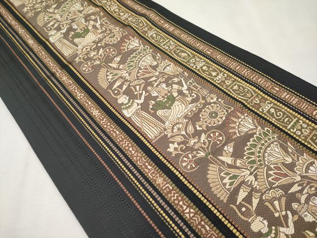 平和屋着物■極上　本場筑前博多織　八寸名古屋帯　渡来間道　証紙付き　逸品　CYAA2697s5