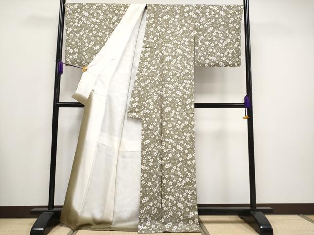 平和屋着物●極上 洛楽人工房 小紋 舞桜文 媚茶色地 まるやま扱い 反端付き 逸品 CYAA2704s5