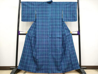 平和屋着物●極上　紬　格子柄　逸品　未使用　CYAA5021s6